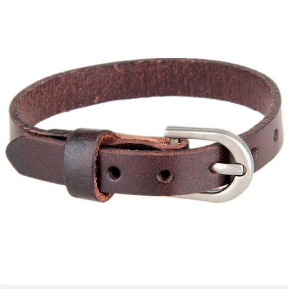 Women Wrist Strap Buckle Leather Bracelet Friendship Bracelet Punk Bangle US - Picture 2 of 2